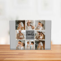 Collage familial photo et cadeau gris personnalisé