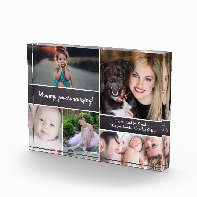Bloc Photo Collage photo personnalisé pour maman, tableau noi (Droite)