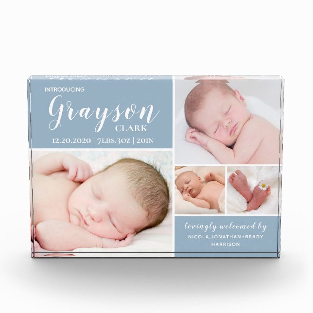 Bloc Photo Collection photo bleu moderne Baby Boy Photo Block (Devant)