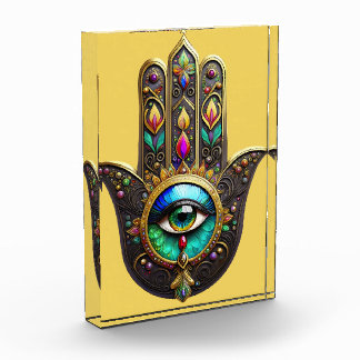 Bloc Photo Colorful Brown Gold Hamsa Rainbow Color Third Eye