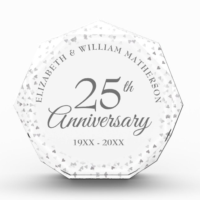 Bloc Photo Confetti des Coeurs d'argent du 25e anniversaire (Devant)