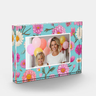 Bloc Photo Cottage noyau floral blanc marguerites fleurs rose