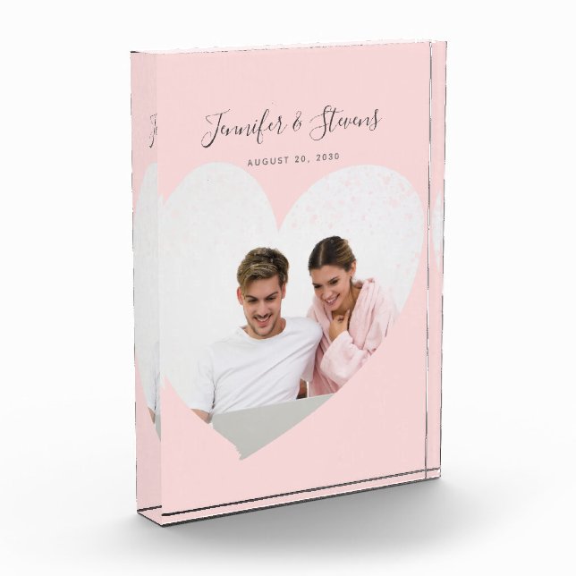 Bloc Photo Couple Photo Coeur rose pâle Anniversaire (Gauche)