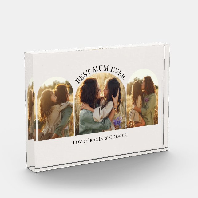 Bloc Photo crème élégante arche multi photo meilleure maman (Gauche)