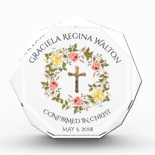 Bloc Photo Crucifix de la couronne florale de confirmation
