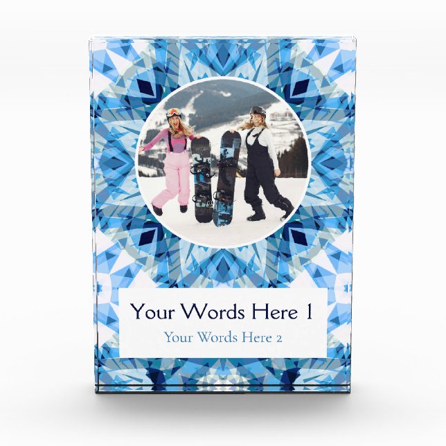 Bloc Photo Custom Blue White Christmas Decor Gift (Devant)