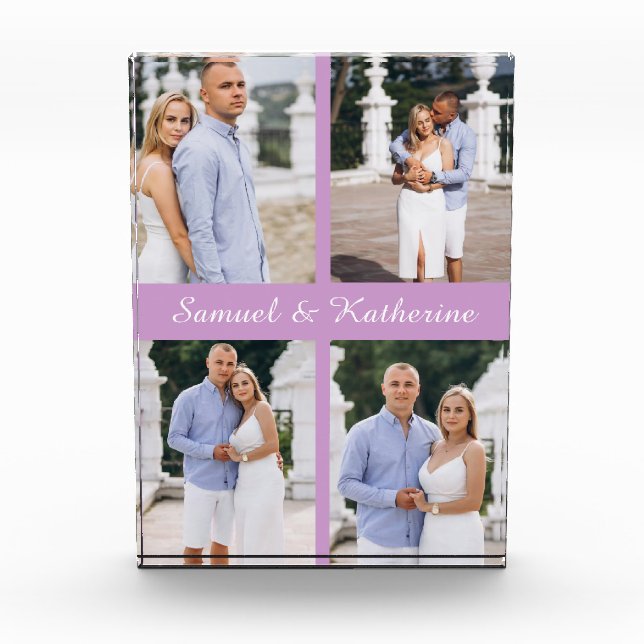 Bloc Photo Custom Couple Love Script Acrylic Photo Block (Devant)