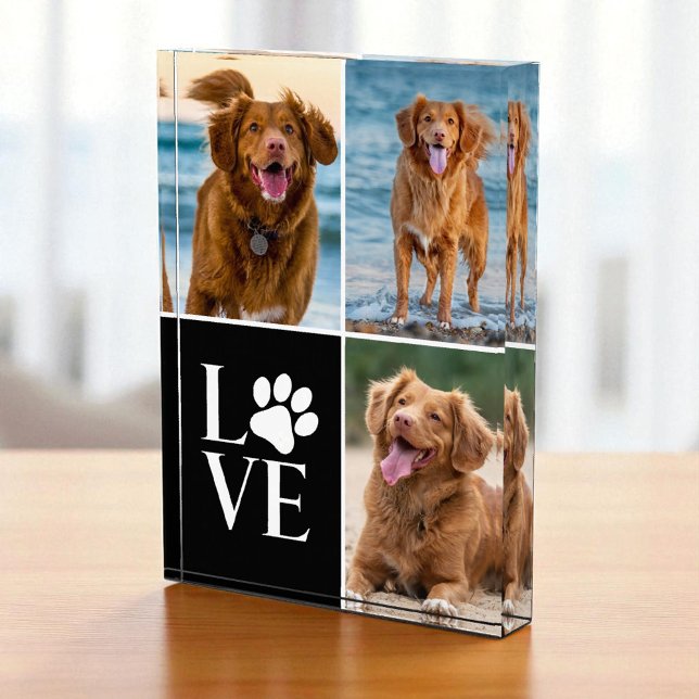 Bloc Photo Custom Dog Lover Name Photo 3 Collage Photo Block (Créateur téléchargé)