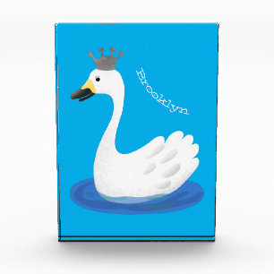 Bloc Photo Cute cygne blanc avec dessin de la couronne