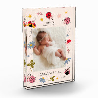 Cute Ladybug Baby Girl Carré photo Keepsaké