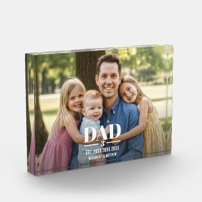 Bloc Photo Dad Est. Year Name Number Bold Font Photo Block (Gauche)