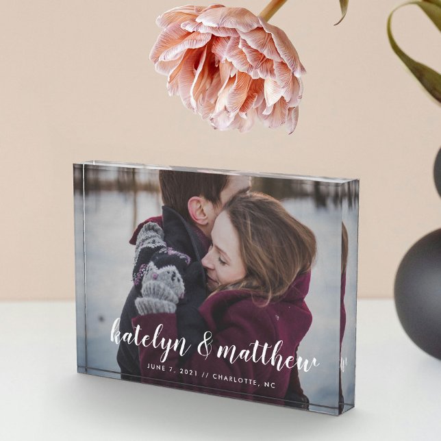 Bloc Photo Date de mariage classique personnalisée  (Classic Wedding Date Custom Photo Block)