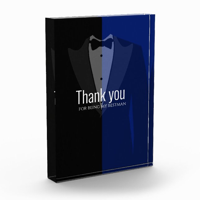 Bloc photo de la fête du célibataire bleu/noir tux (Gauche)