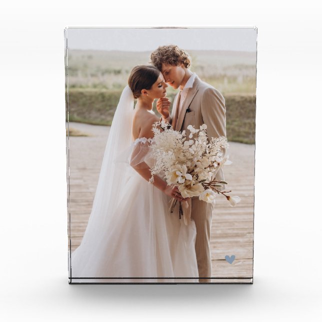 Bloc photo de mariage moderne bleu cœur (Devant)