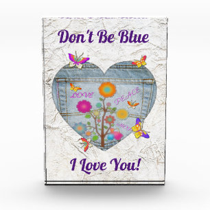 Bloc Photo Denim Pocket Fleurs cardiaques Papillons