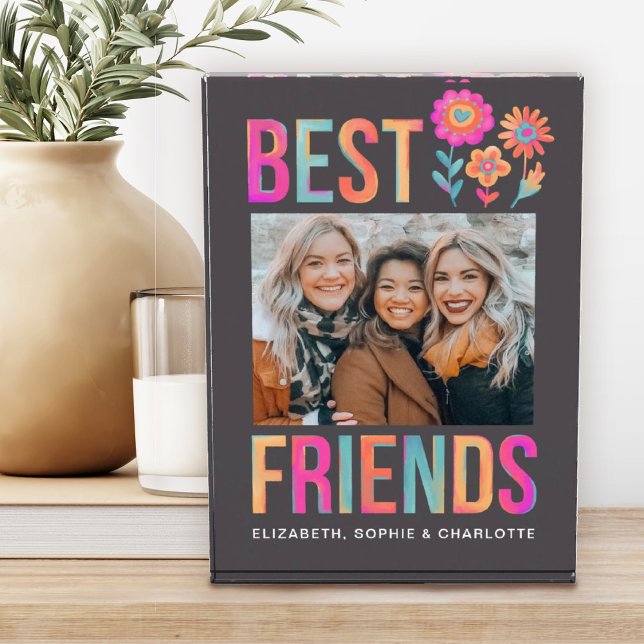 Bloc photo des meilleurs amis (A colorful happy best friends photo block. Personalize it with your favorite picture and names.)