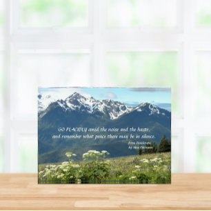 Bloc Photo Desiderata Verse Mountains et paysage de prairie
