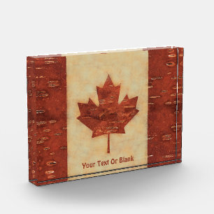 Bloc Photo Drapeau Canadien Sur L'Écorce De Birch Intérieur