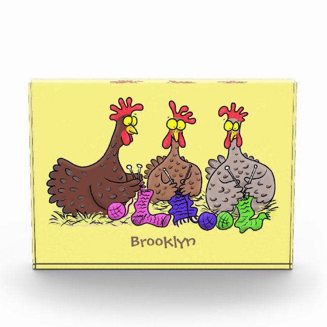 Bloc Photo Drôle dessin animé de poulets de tricot (Devant)