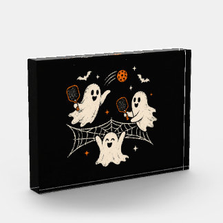 Bloc Photo Drôle Fantôme Épouvantable Pickleball Halloween
