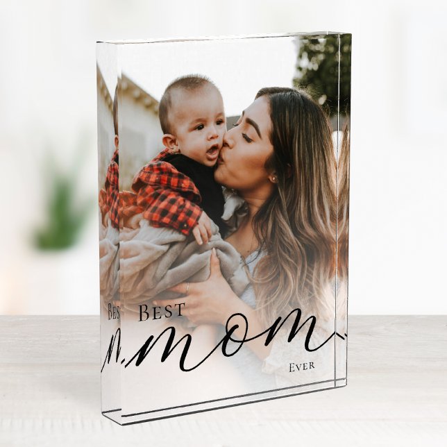 Bloc Photo Elegant Black Script Simple Custom Best Mom Ever (Elegant Black Script Simple Custom Best Mom Ever Photo Block)