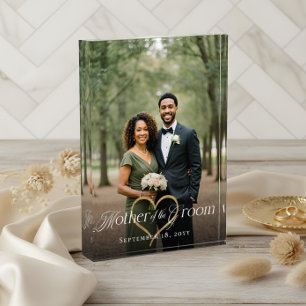 Bloc Photo Elégant coeur d'or Mère de Groom Keepsar