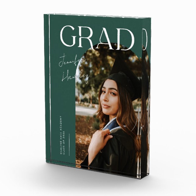 Bloc Photo Elegant Graduation Name and School Green (Droite)
