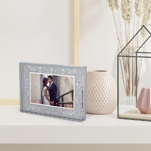 Bloc Photo Elegant Grey Botanical Frame   Wedding