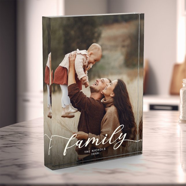 Bloc Photo Élégant Script moderne Custom Family Keepsaké (Ditch the dusty frames and make memories shine! )