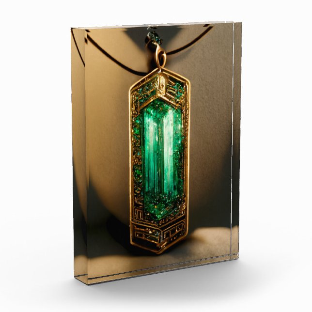 Bloc Photo Emerald Art déco pendentif (Gauche)