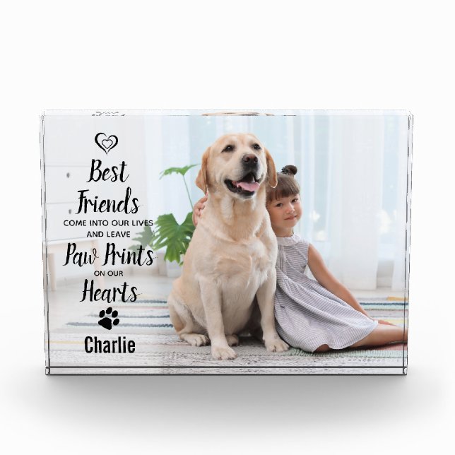 Bloc Photo empreintes de pattes sur notre coeur Pet Dog Memor (Devant)