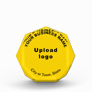 Bloc photo en forme d'octogone jaune d'entreprise