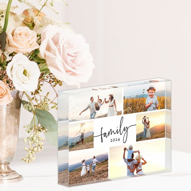 Bloc photo famille (Elegant Calligraphy Script Family Photo Collage Photo Block by Simply Said)