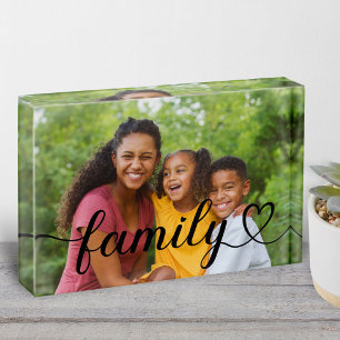 Bloc Photo Famille Amour Noir Écriture Personnalisée Horizont