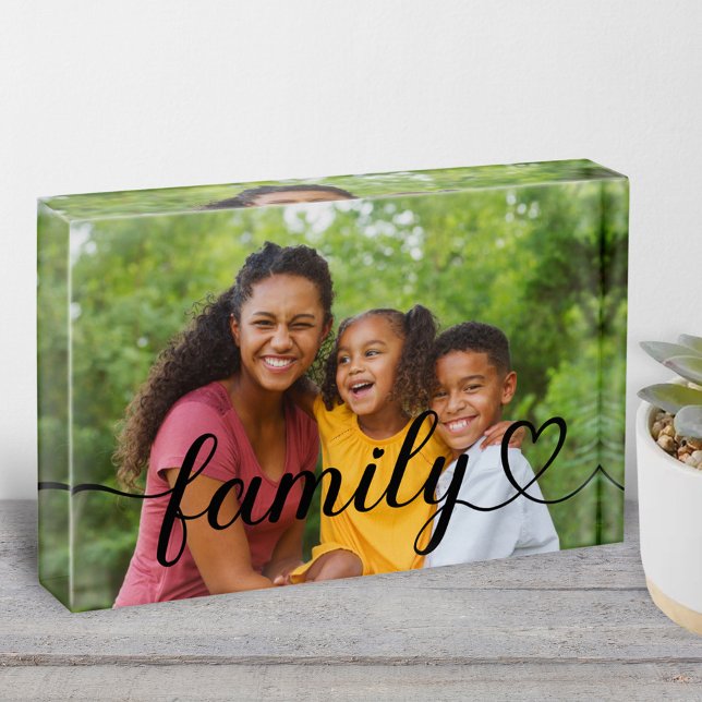 Bloc Photo Family Love Black Script personnalisé Horizontal (Créateur téléchargé)