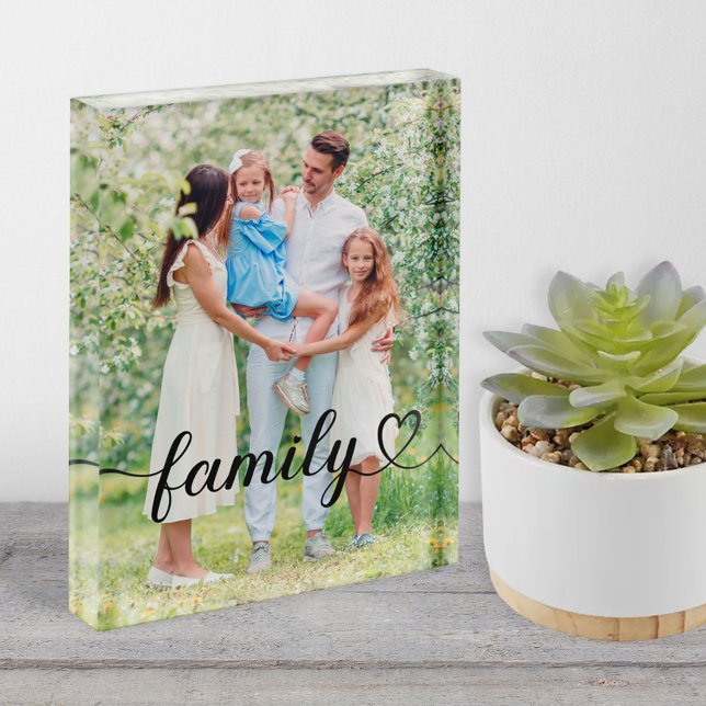 Bloc Photo Family Love Black Script Personnalisé Vertical (Créateur téléchargé)
