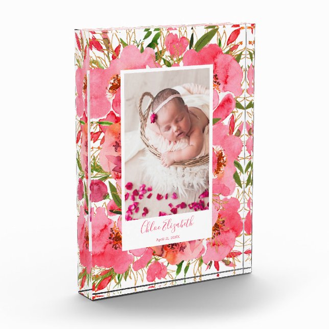 Bloc Photo Fille de nouveau-né Floral Custom (Gauche)