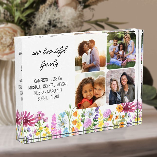 Bloc Photo Fleur sauvage Nos prénoms de famille et 4 photos (Créateur téléchargé)