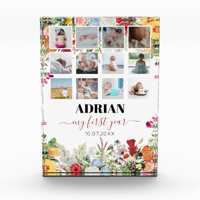 Bloc Photo Floral Garden Baby First Year Photo Collage (Devant)