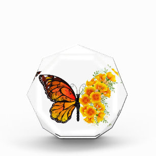 Bloc Photo Flower Butterfly with Yellow California Poppy