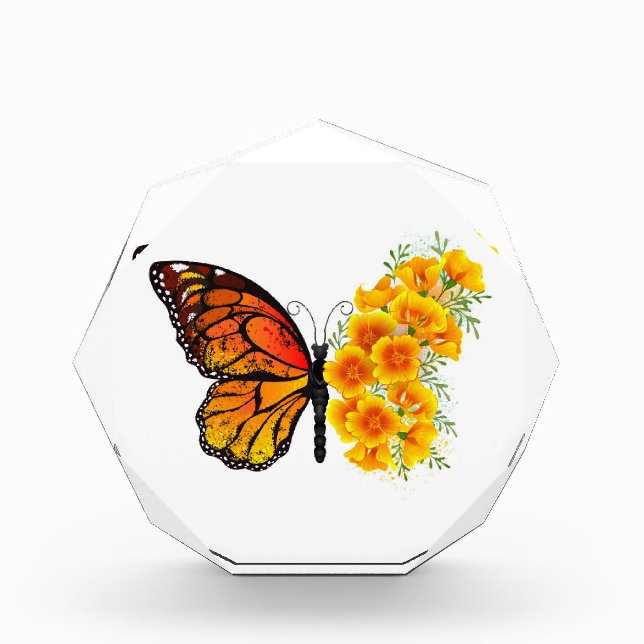 Bloc Photo Flower Butterfly with Yellow California Poppy (Devant)