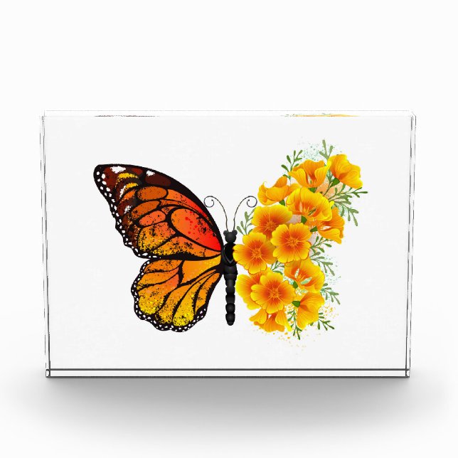 Bloc Photo Flower Butterfly with Yellow California Poppy (Devant)