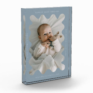Bloc Photo Frame Wavy Quirky Nouveau-né Keepsaké bleu