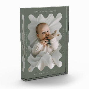 Bloc Photo Frame Wavy Quirky Nouveau-né Keepsaké vert