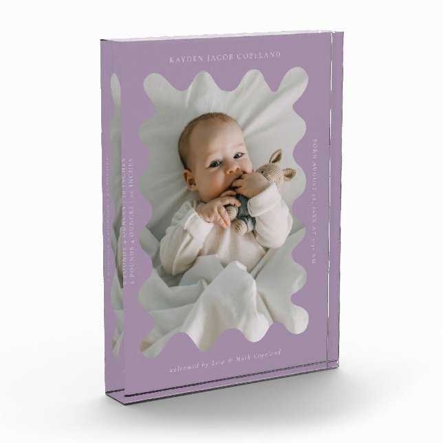 Bloc Photo Frame Wavy Quirky Nouveau-né Keepsaké violet (Gauche)