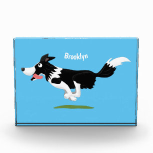 Bloc Photo Funny Border Collie chien en course dessin animé
