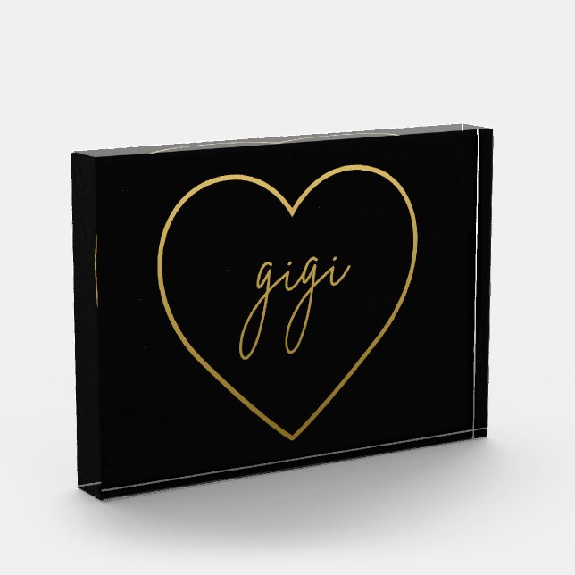 Bloc Photo Gigi Elegant Golden Gradient Heart Grandma Cadeau (Gauche)