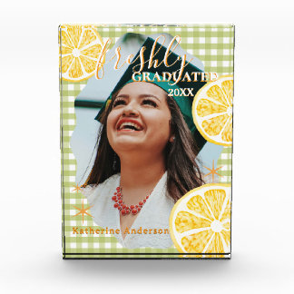 Bloc Photo Gingham Citron Fraîchement Diplômé 