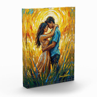 Bloc Photo Golden Sunset Romance Oil Painting