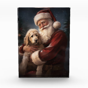 Bloc Photo Goldendoodle avec Noël Festif du Père Noël